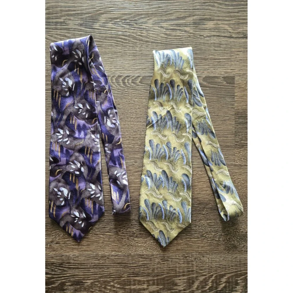 J. Garcia Limited Edition Silk Abstract Tie Lot 2 – Purple & Brown Woven